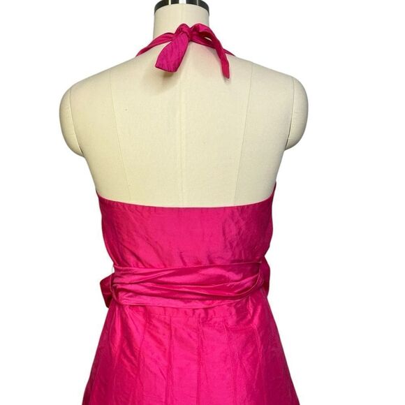 Sara Campbell Vintage 1980s Pink Silk Halter Midi Dress| Size 8 - Picture 7 of 10
